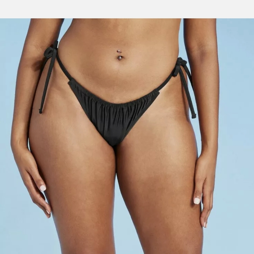 Xhilaration Black High Leg String Bikini Bottom - Picture 5 of 9